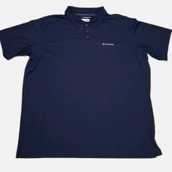 Columbia Mens Polo Shirt 2XL Navy Blue Omni Shade Sun Protection Outdoor Golf - Picture 1 of 8